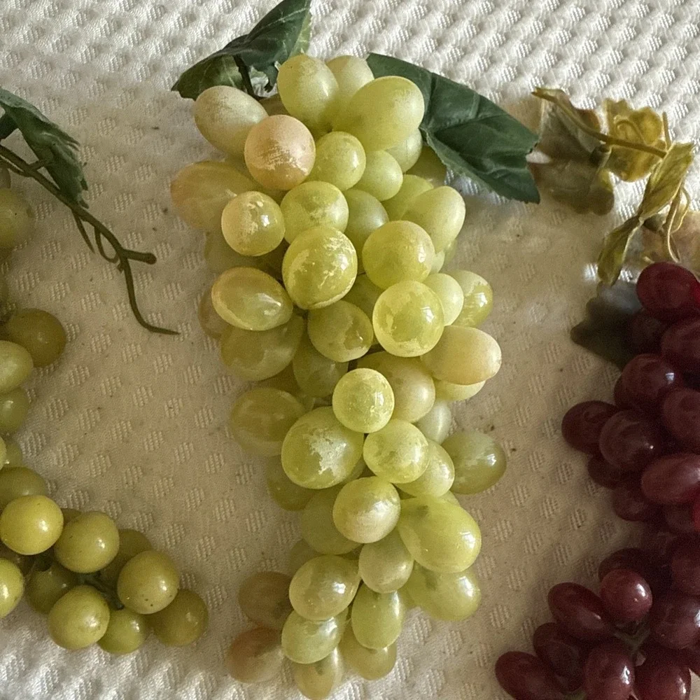 Vintage Rubber Grapes Grape Lot 8 Bunches Plastic Multicolor Realistic Decor